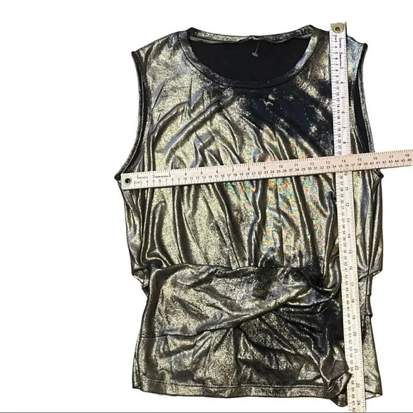 Kobi Halperin Gold Sleeveless Rouching Top Blouse Large - Picture 4 of 6